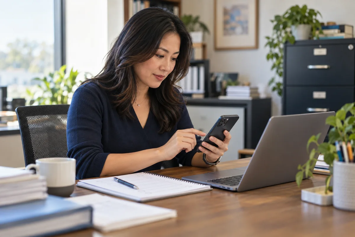 Accountant reviewing security controls and multifactor authentication